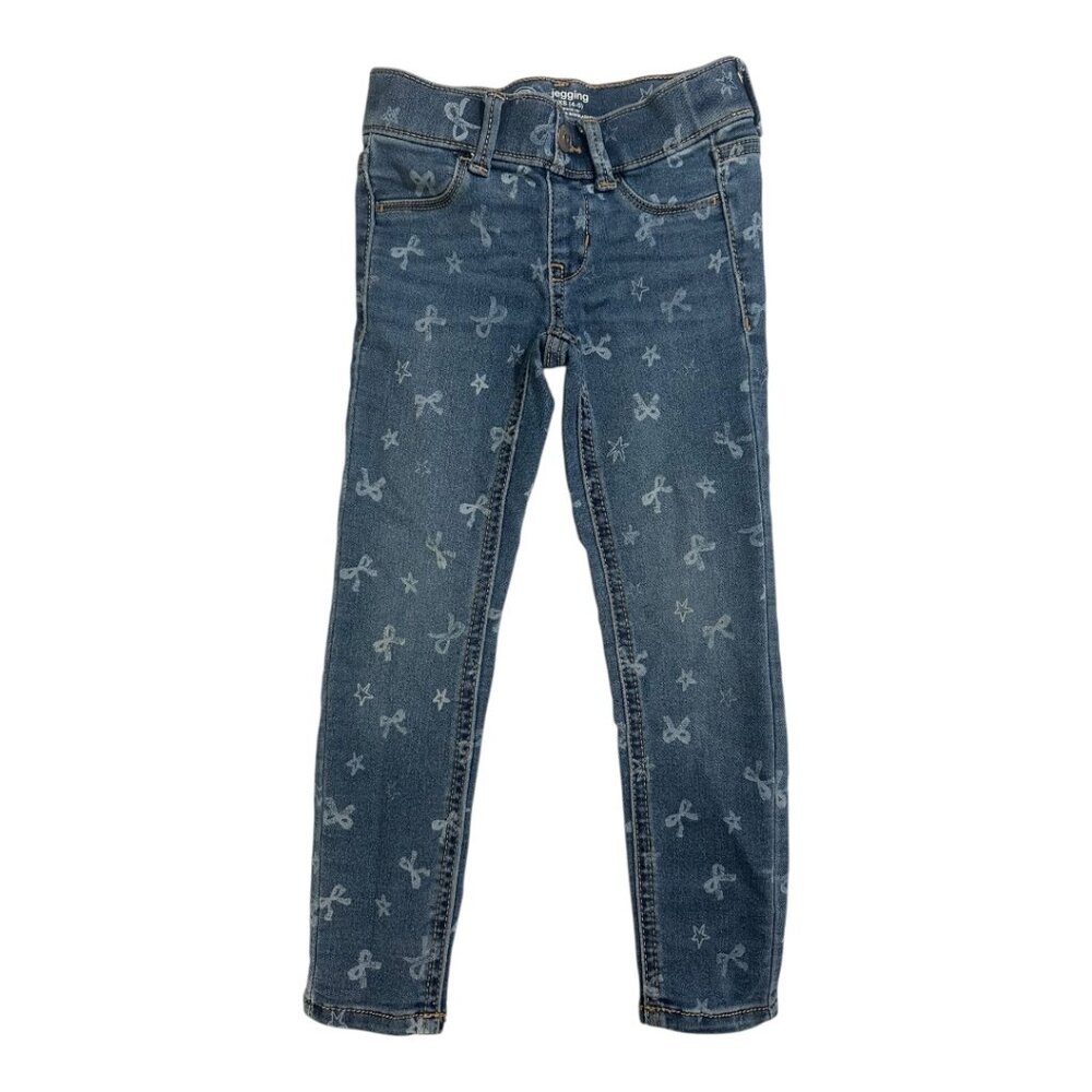 Wonder Nation Girls Jeggings | Size XS (4–5) | Bow & Star Print Denim